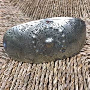 Vintage Silver Western Concho Floral Hair Barrette